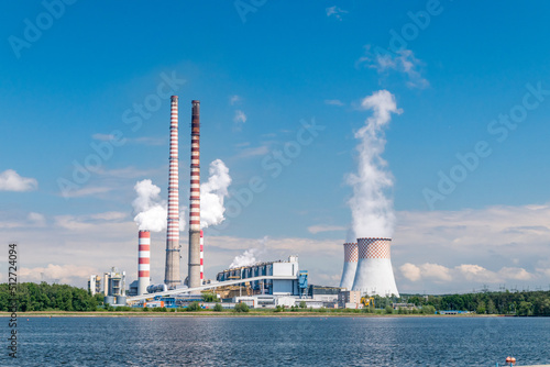 Coal-fired power plant on the lake.