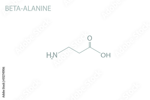 Beta-Alanine molecular skeletal 3D chemical formula. 