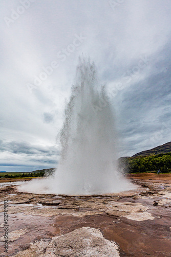 The Great Geyser At Iceland Errupting