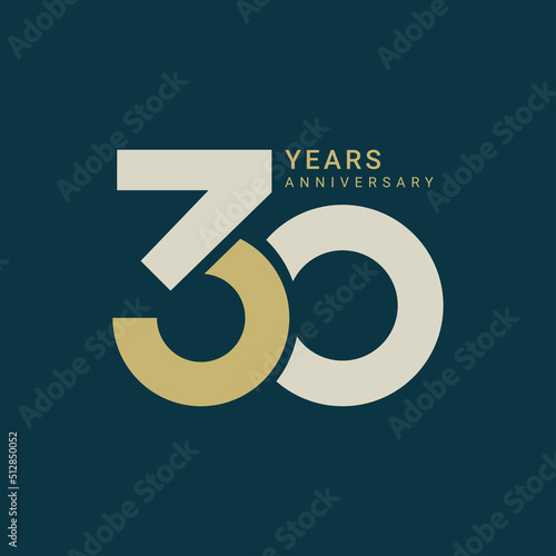 30 Years Anniversary Logo, Vector Template Design element for birthday, invitation, wedding, jubilee and greeting card illustration.