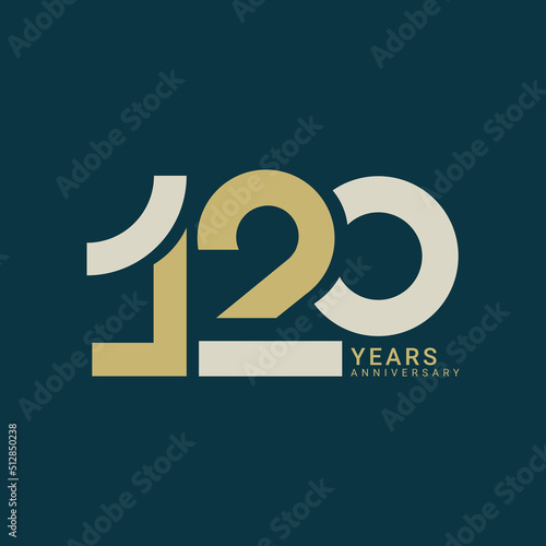 120 Year Anniversary Logo, Golden Color, Vector Template Design element for birthday, invitation, wedding, jubilee and greeting card illustration.