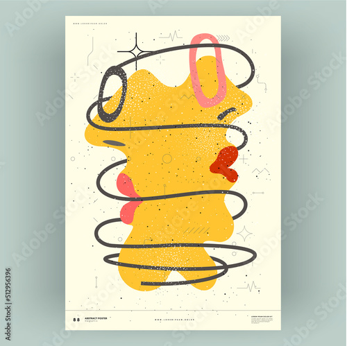 Abstract poster. Vector trendy illustrations of geometric shapes. Memphis and Bauhaus style designs. Modern painting for interior.