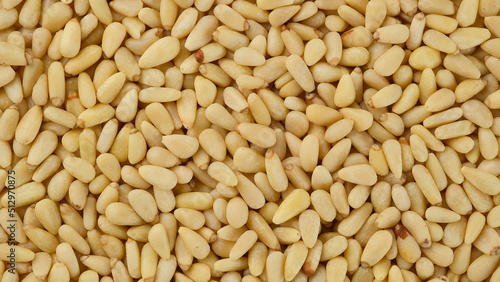 Pine nuts. Whole peeled pine nuts close up 