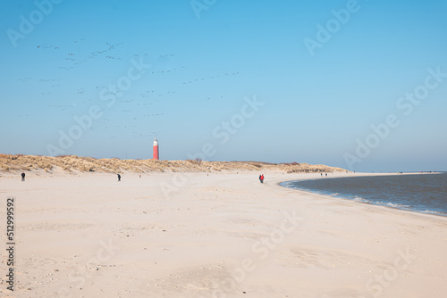 Scenery of Lighthouse Texel on north of Texel Island in the Netherlands