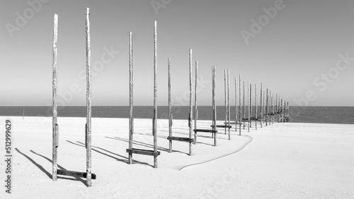 Jetty in winter on the north of Texel island in the Netherlands
