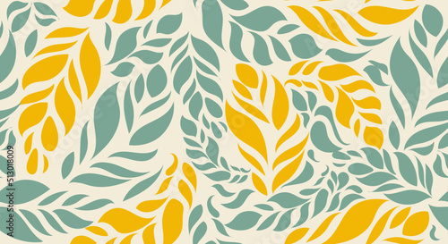 Abtract botanical leave Background, Vector seamless pattern pastel colour style.