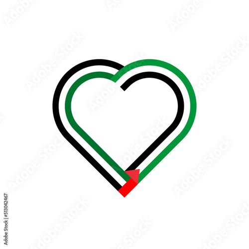 peace concept. heart ribbon icon of united arab emirates and palestine flags. vector illustration isolated on white background