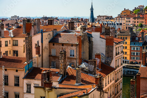 Buildings view in Lyon, France