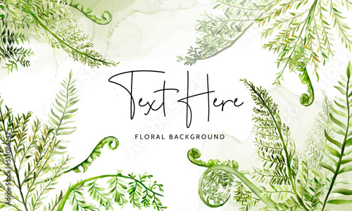 beautiful elegant watercolor greenery fern floral background