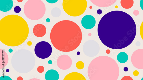 Abstract colorful random circles seamless pattern on white background