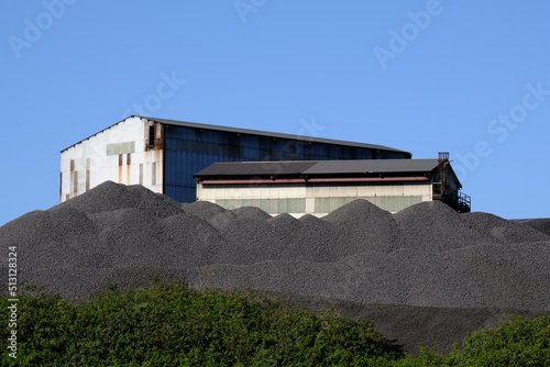 Piles of Coal Used for Coke Production as Part of the Steelmaking Process.