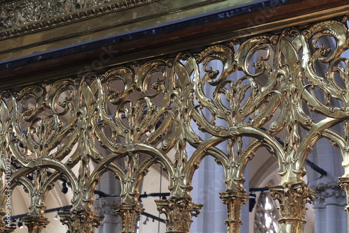 Amsterdam Nieuwe Kerk Church Interior Brass Choir Screen Detail, Netherlands