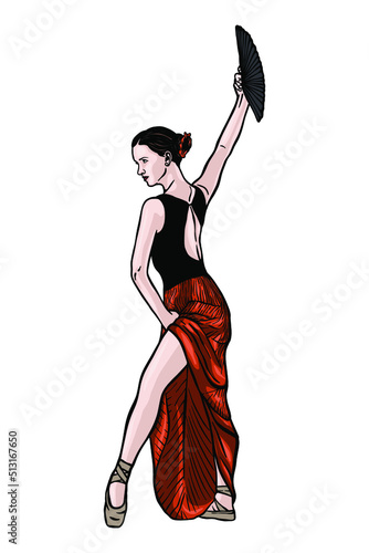 Flamenco spanish dancer woman - vector illustration