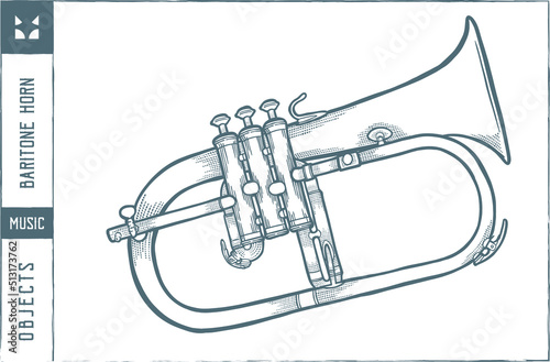 Baritone horn Vector illustration - Hand drawn - Out line