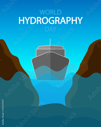 World hydrography day ship, vector art illustration.