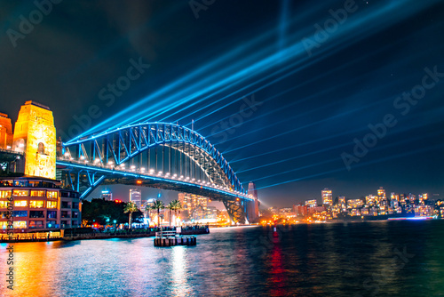 city harbour bridge at night