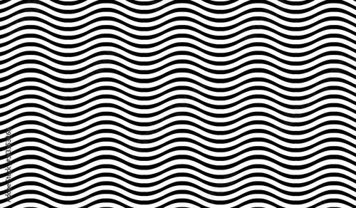 Abstract wavy, waving, billowy and undulating lines, stripes. Squiggly, squiggle lines with twist effect. Abstract black and white, monochrome, grayscale pattern, background, backdrop and texture 