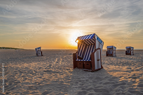 Norderney Strandkörbe Abendrot