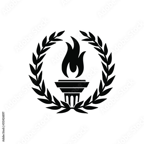 Torch flat vector icon. Flambeau sign. Cresset vector illustration.Vector illustration isolated on white background