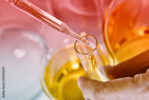 Oil dropping, Chemical reagent mixing, Laboratory and science experiments, Formulating the chemical for medical research, Quality control of petroleum industry products concept.