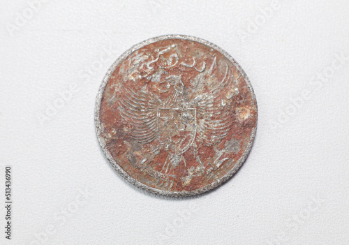 old rusty dirty coin 25 cent Indonesia year 1952