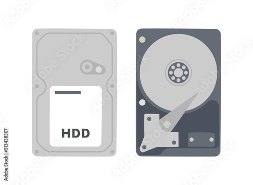 computer parts. HDD hard disk. flat design style vector illustration.
