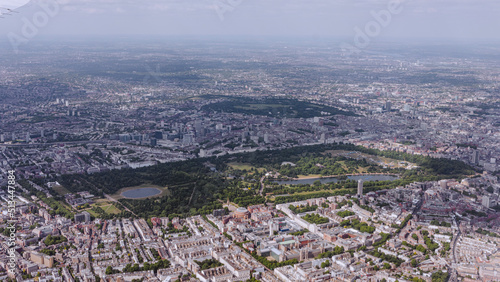 Aerial view of Hyde Park in London seen from the south, from airplane window