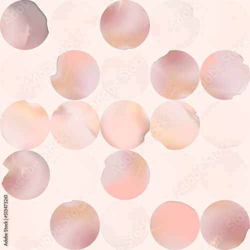 Vector Gradient Mesh Watercolor Drawing Overlapping Round Shapes Seamless Pattern in Pastel Pink. 