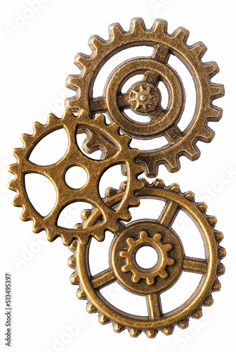 Group of bronze cogwheels