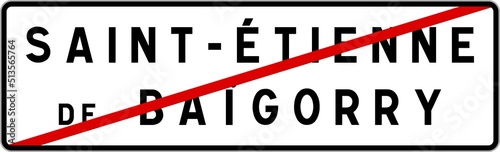 Panneau sortie ville agglomération Saint-Étienne-de-Baïgorry / Town exit sign Saint-Étienne-de-Baïgorry