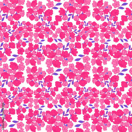 Seamless pattern for fabric. Bright flowers. Simple seamless pattern for decorating wallpaper, wrapping paper, fabric, background, etc. Background wallpaper, textiles, printing. Vector isolated flower