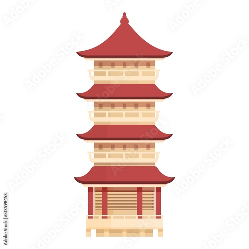 Outing pagoda icon cartoon vector. China building. City temple