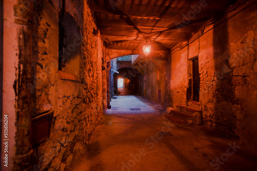 Dark street (rue obscure) in villefranche sur mer on the french riviera