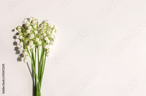 Bouquet of lily of the valley, view from above.