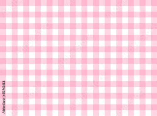 Pink gingham fabric square checkered seamless pattern texture background vector