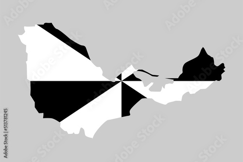 Silueta del mapa de Ceuta con su bandera sobre fondo gris
