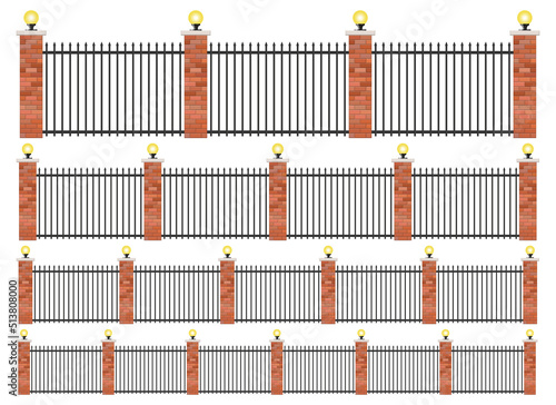 Realistic brick and steel fence set