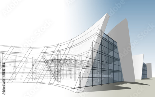 Modern architecture 3d illustration