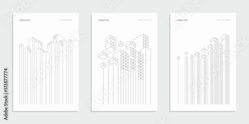 Architectural construction company brochure. Geometric technological business flyer.