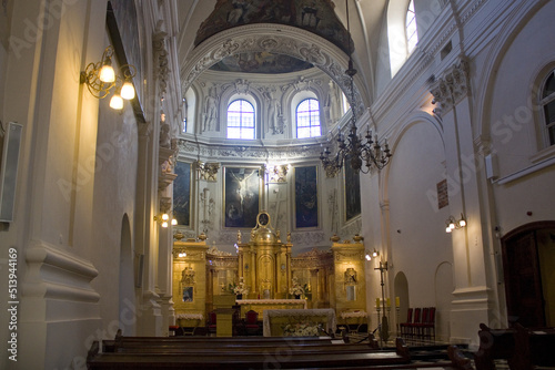 Interior of Dominican Church of St Stanislaus Bishop and Martyr in Old Town in Lublin