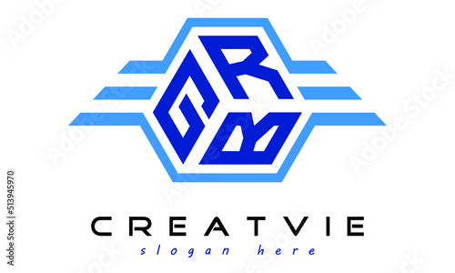 GRB three letter geometrical wings logo design vector template. wordmark logo | emblem logo | monogram logo | initial letter logo | typography logo | business logo | minimalist logo |