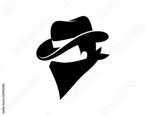 Simple bandit head silhouette vector logo