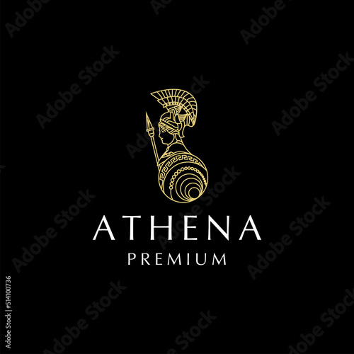 Goddess athena logo design icon template