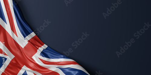 United kingdom flag on blue background with copy space 3D render