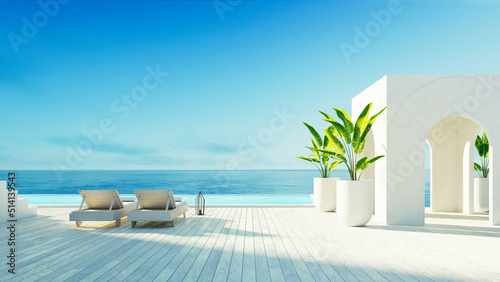  Luxury beach sea view hotel and resort - santorini style - 3Drendering 