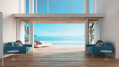 beach interior sea view hotel and resort - 3D rendering
