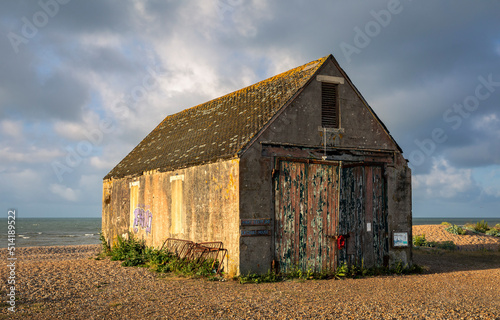 The haunting memorial of the Mary Stanford boathouse near Rye on the east Sussex coast south east England