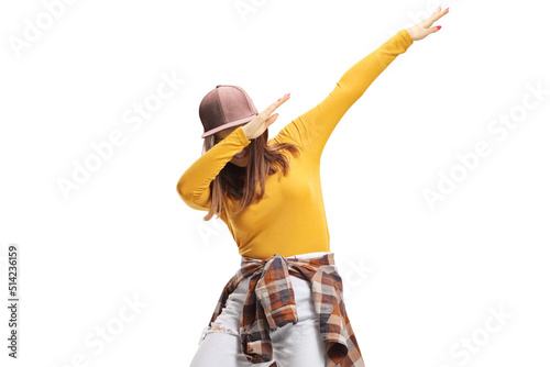 Young female dabbing