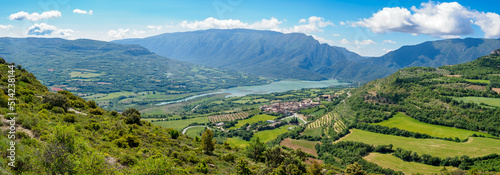 Guardia de Noguera village and Terradets reservoir, Catalonia, Spain.