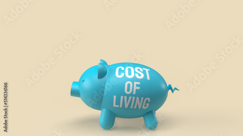 blue piggy bank for cost of living concept 3d rendering